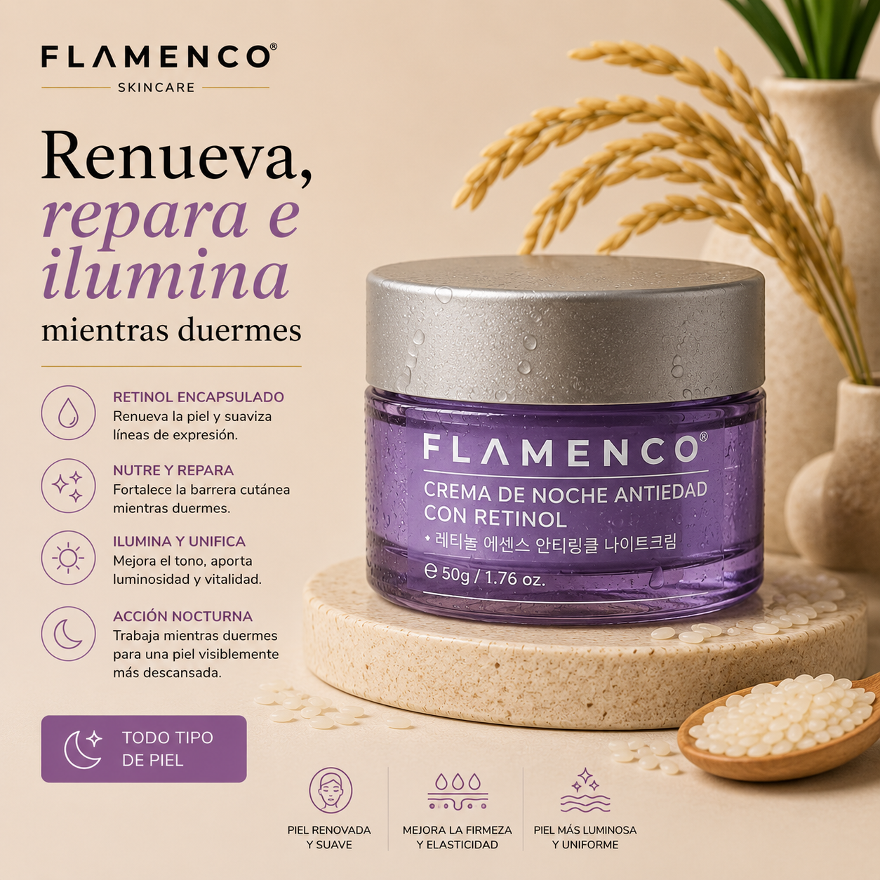 Crema de Noche Antiedad con Retinol Flamenco 50 ml