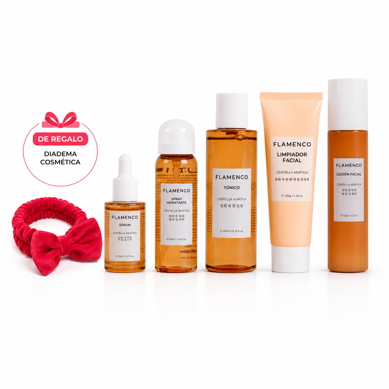 Kit Completo Centella Asiática 5 Pasos | Limpiador, Tónico, Sérum, Spray y Loción Facial + Diadema Gratis