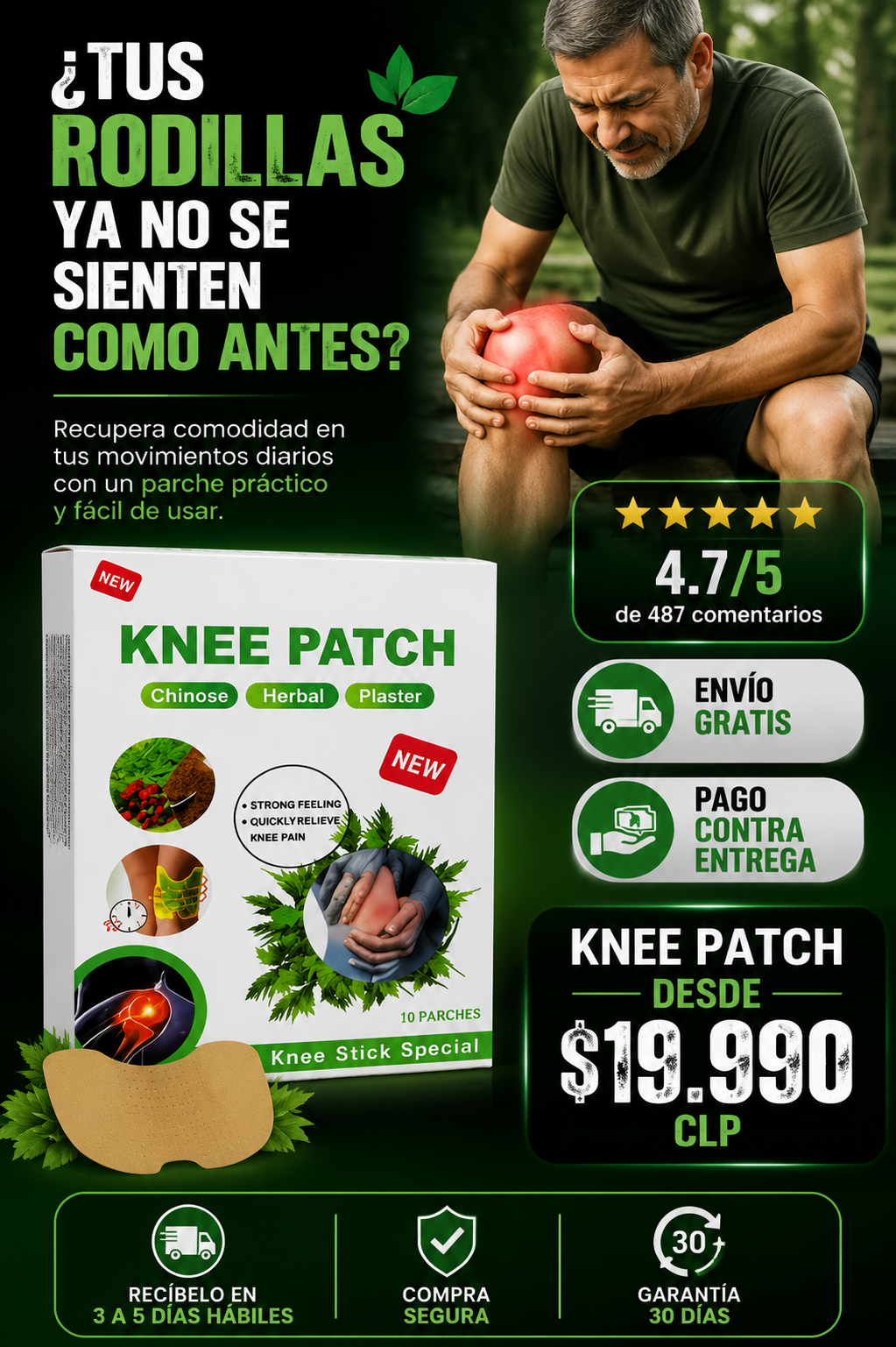 NATURAL KNEE-Parches de rodilla