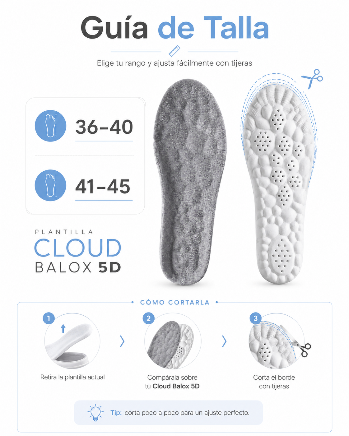 Plantillas Cloud Balox 5D – Alivio y Confort para Todo el Día