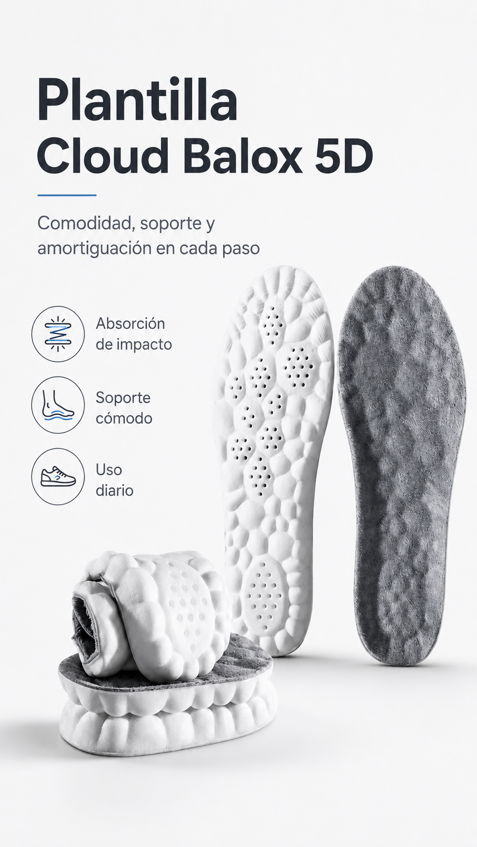 Plantillas Cloud Balox 5D – Alivio y Confort para Todo el Día