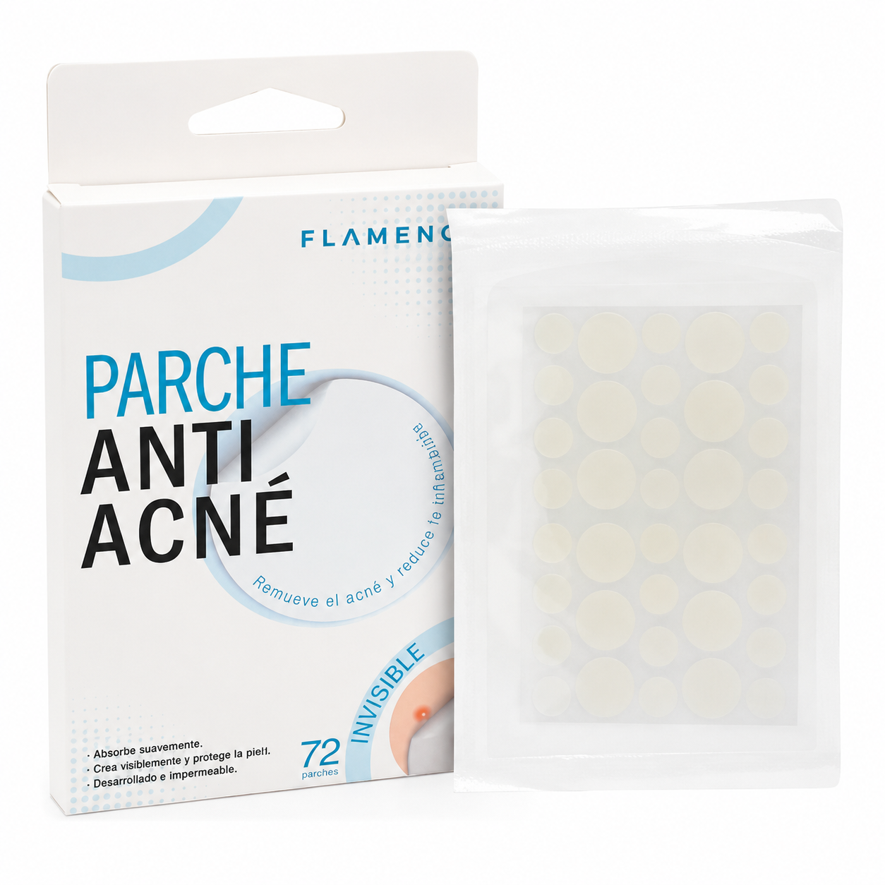 Parches Anti Granitos Hidrocoloide Flamenco 72 unidades