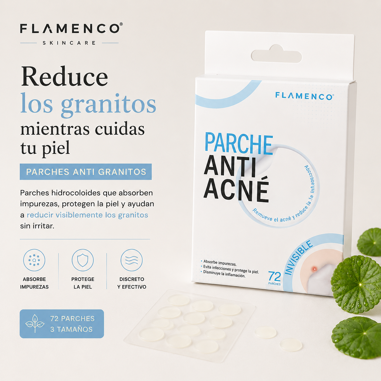 Parches Anti Granitos Hidrocoloide Flamenco 72 unidades