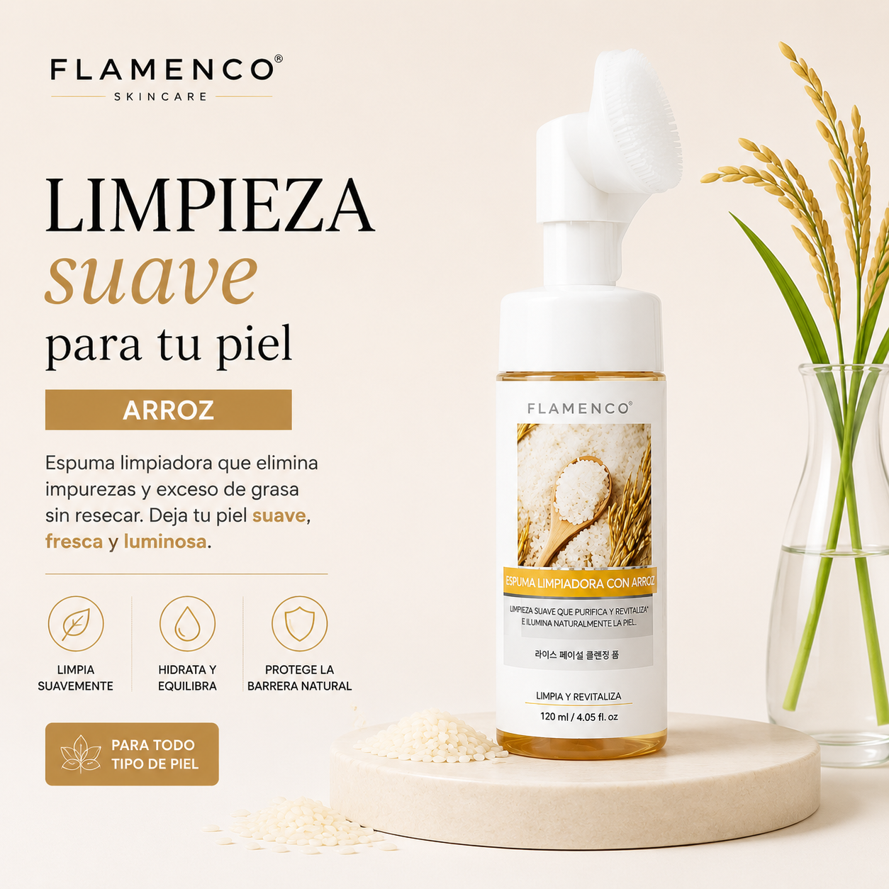 Espuma Limpiadora de Arroz Flamenco 125 ml
