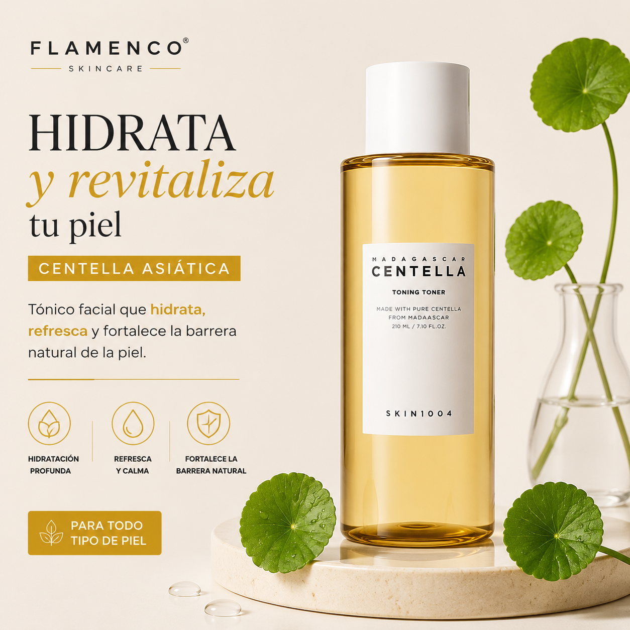 Tónico Facial Centella Asiática Flamenco 200 ml